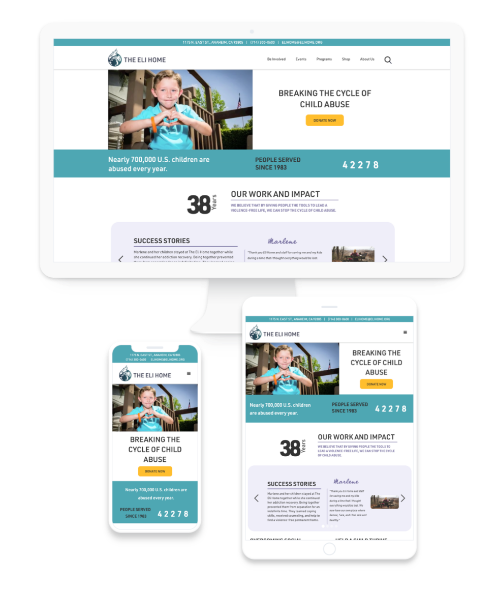 new responsive mockup of The Eli Home website.